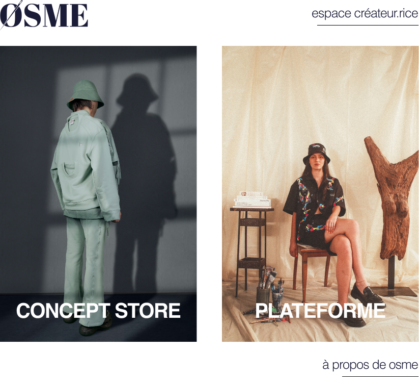 Osme landing page : concept store & plateforme